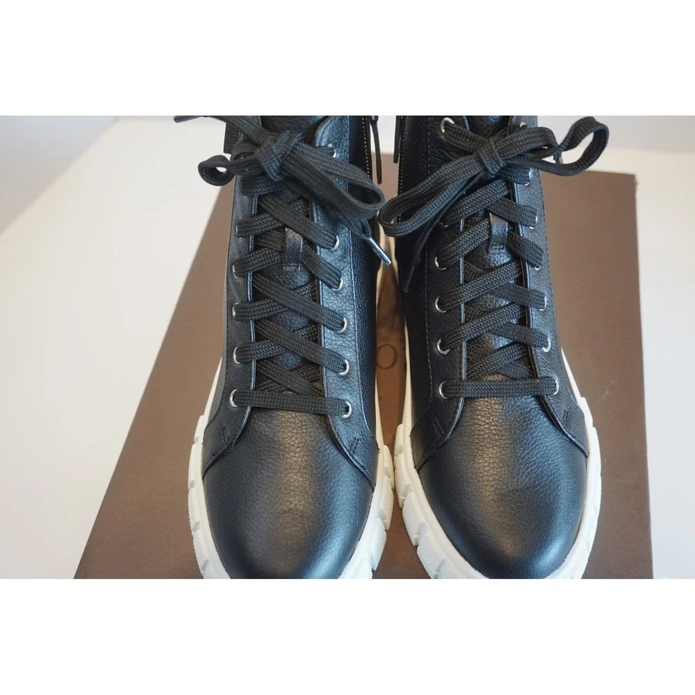 Linea Paolo Gio-L Black Tumbled Leather High Top Platform Sneakers Womens 6.5 M